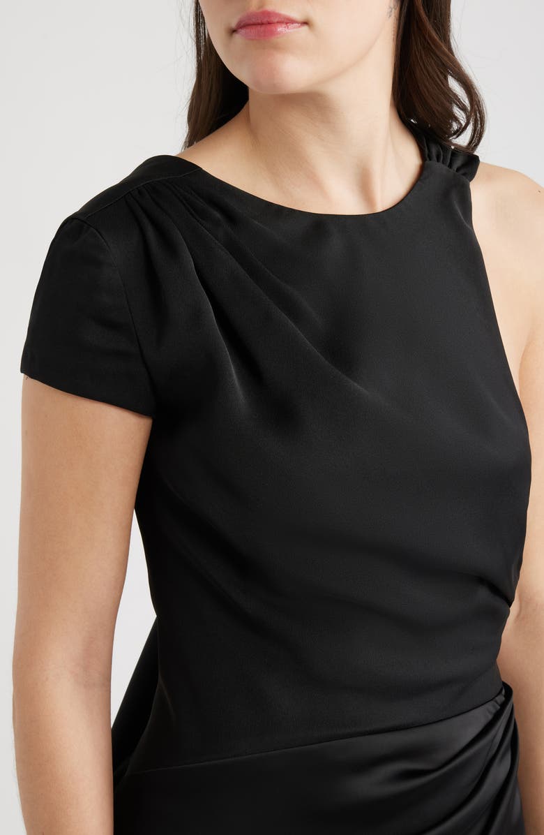 Sonya Moda Crista Open Back Satin Mermaid Gown, Alternate, color, Black