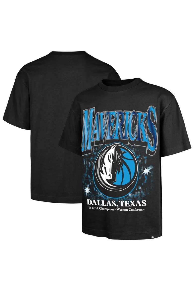 Men's '47 Black Dallas Mavericks Past Champs Collection Flashbulb Foundation T-Shirt, Main, color, Black