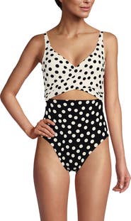 Lands' End Wrap Monokini High Leg One Piece Swimsuit