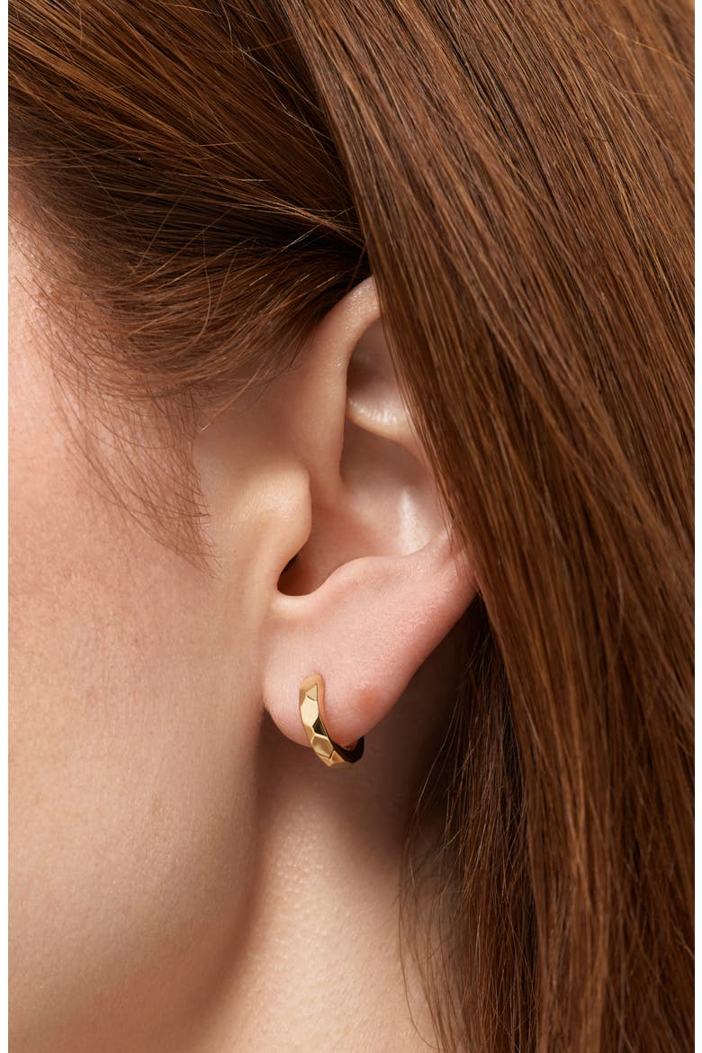 Walker Faceted Huggie Hoop Earrings, Alternate, color, GOLD
