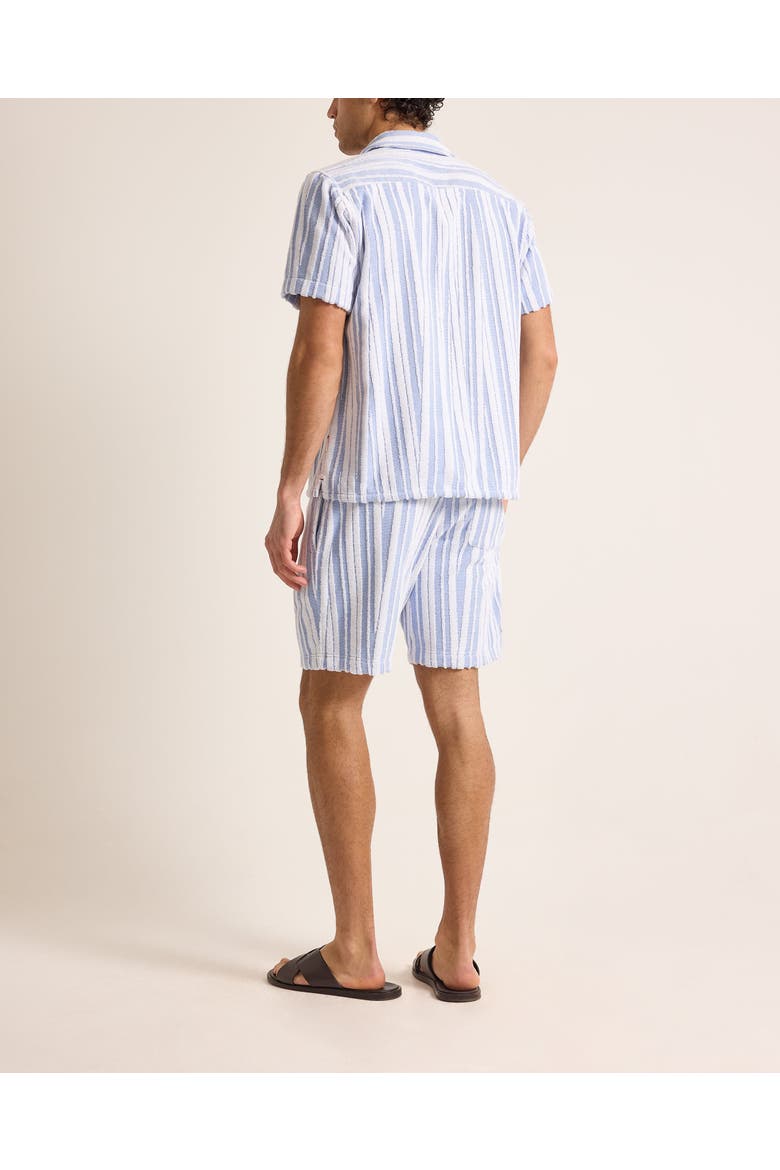 Trevone Towelling Classic Fit Towelling Crossover Stripe Shorts, Alternate, color, AERO BLUE/WHITE SAND