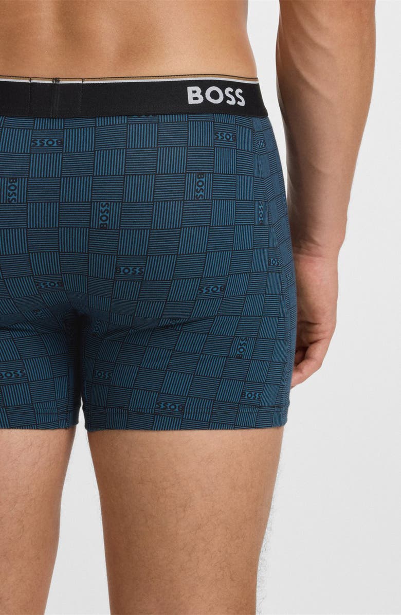 BOSS Assorted 3-Pack Power Stretch Cotton Boxer Briefs, Alternate, color, Blue Multi