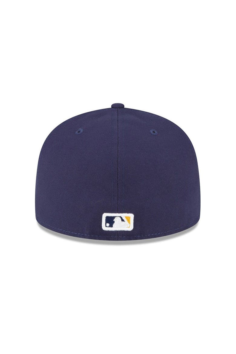 Men's New Era Navy Milwaukee Brewers Throwback Authentic Collection 59FIFTY Fitted Hat, Alternate, color, Navy