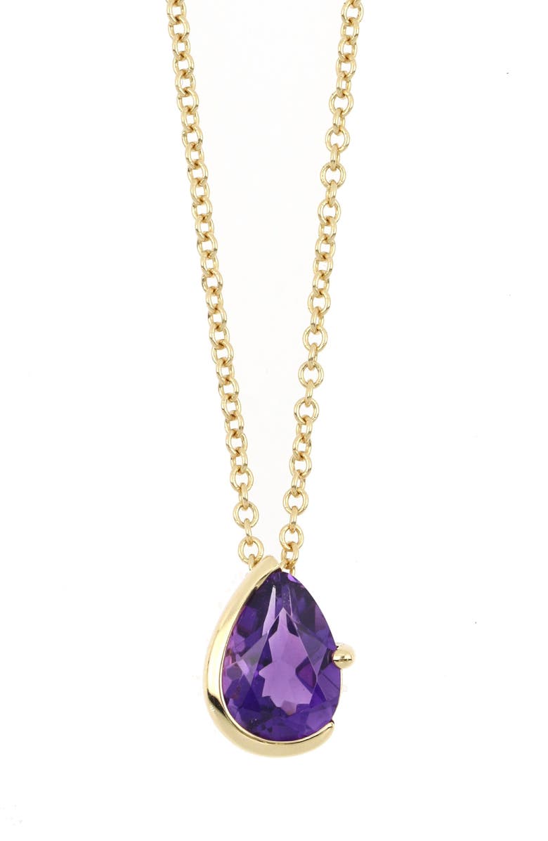 Bony Levy Iris 18K Yellow Gold Pear-Cut Amethyst Pendant Necklace, Main, color, 