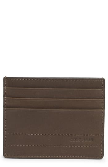 Cole Haan Bowery Leather Card Case In Brown