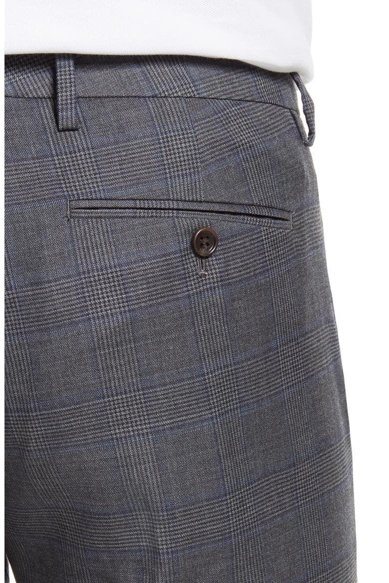 Jetsetter Slim Fit Glen Plaid Dress Pants, Alternate, color, GREY BLUE GLEN PLAID