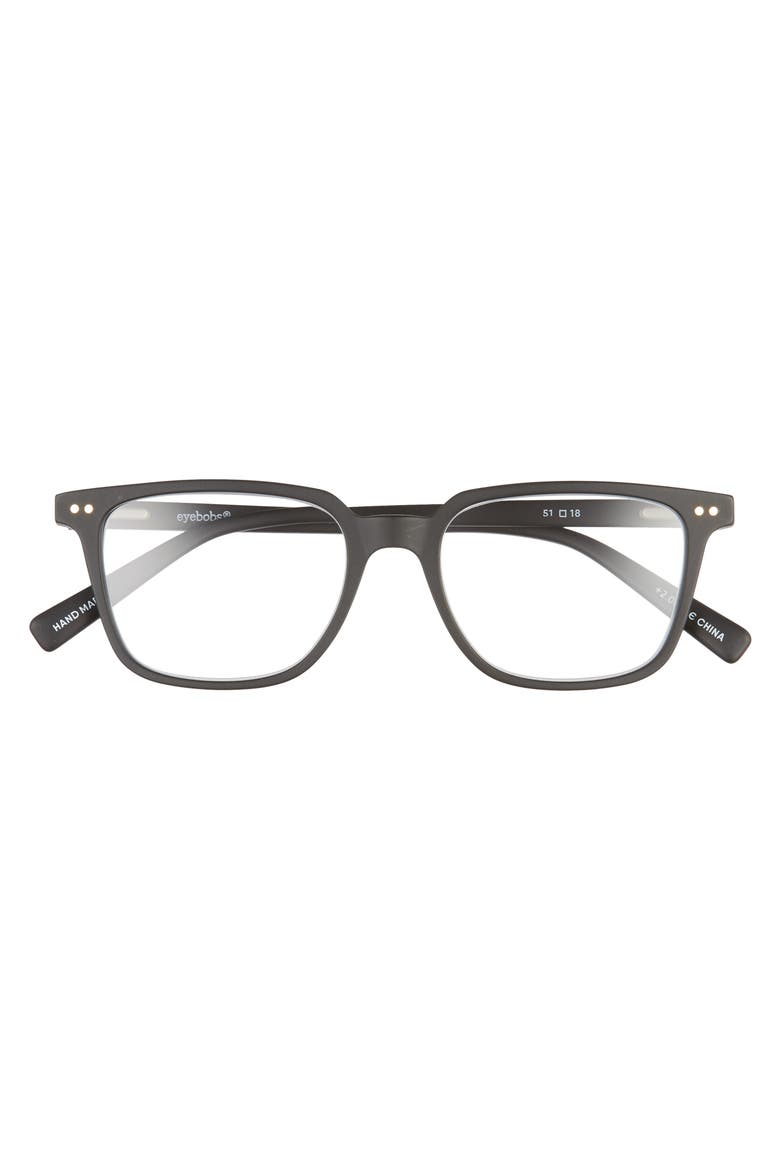 C Suite 50mm Square Reading Glasses, Main, color, BLACK