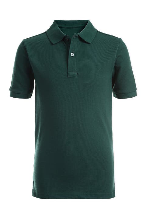 Short Sleeve Double Pique Polo Uniform Shirt (Big Boys)