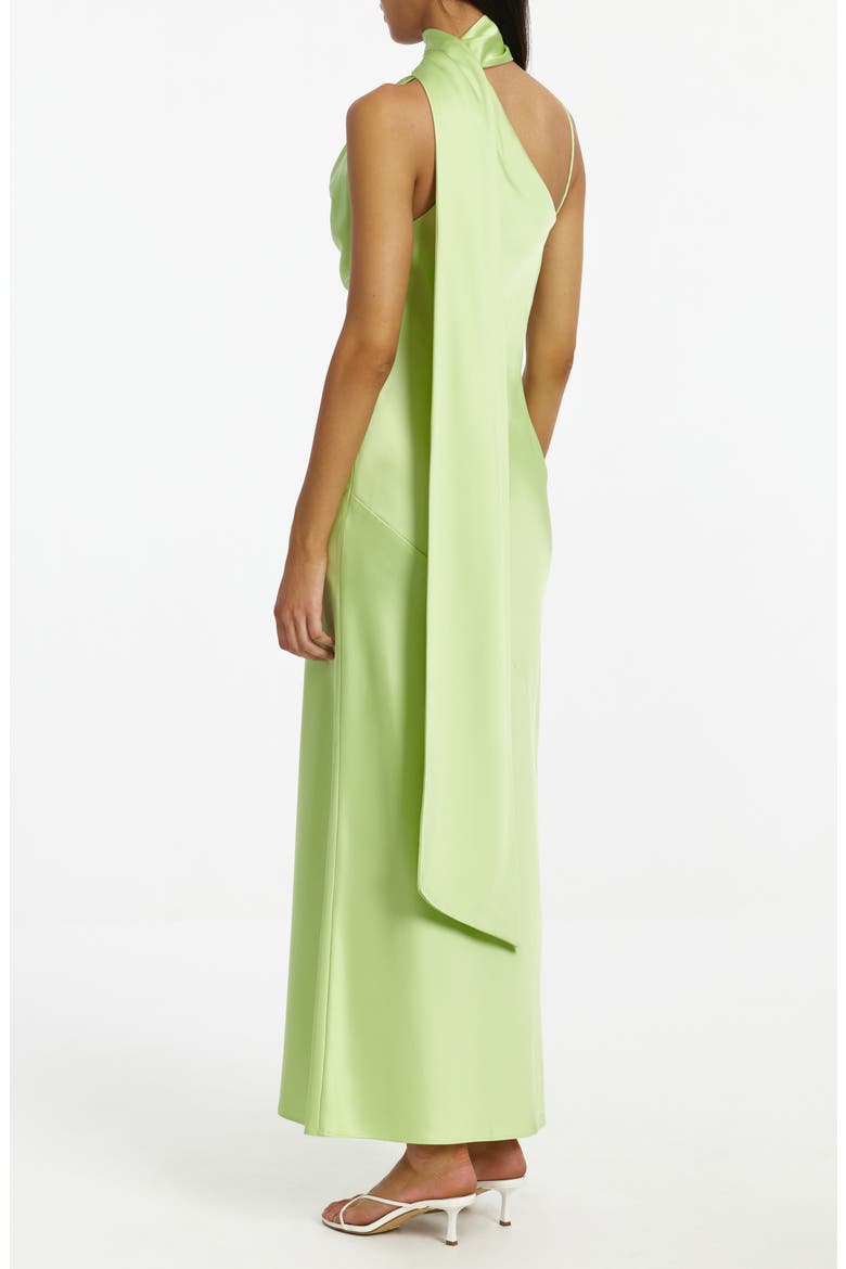 Luka One-Shoulder Scarf Detail Satin Gown, Alternate, color, PISTACHIO
