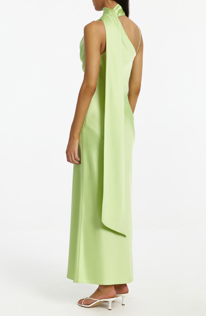 Significant Other Luka One-Shoulder Scarf Detail Satin Gown, Alternate, color, Pistachio