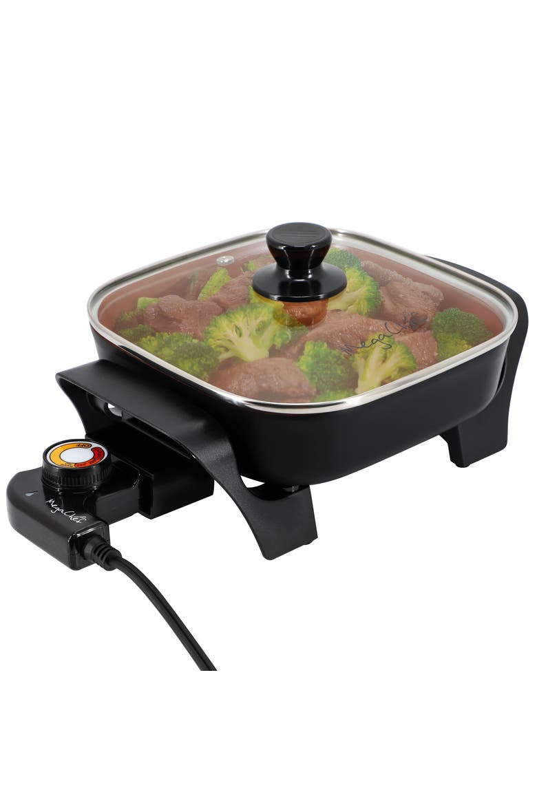 8 Inch Electric Skillet with Lid, Main, color, Black