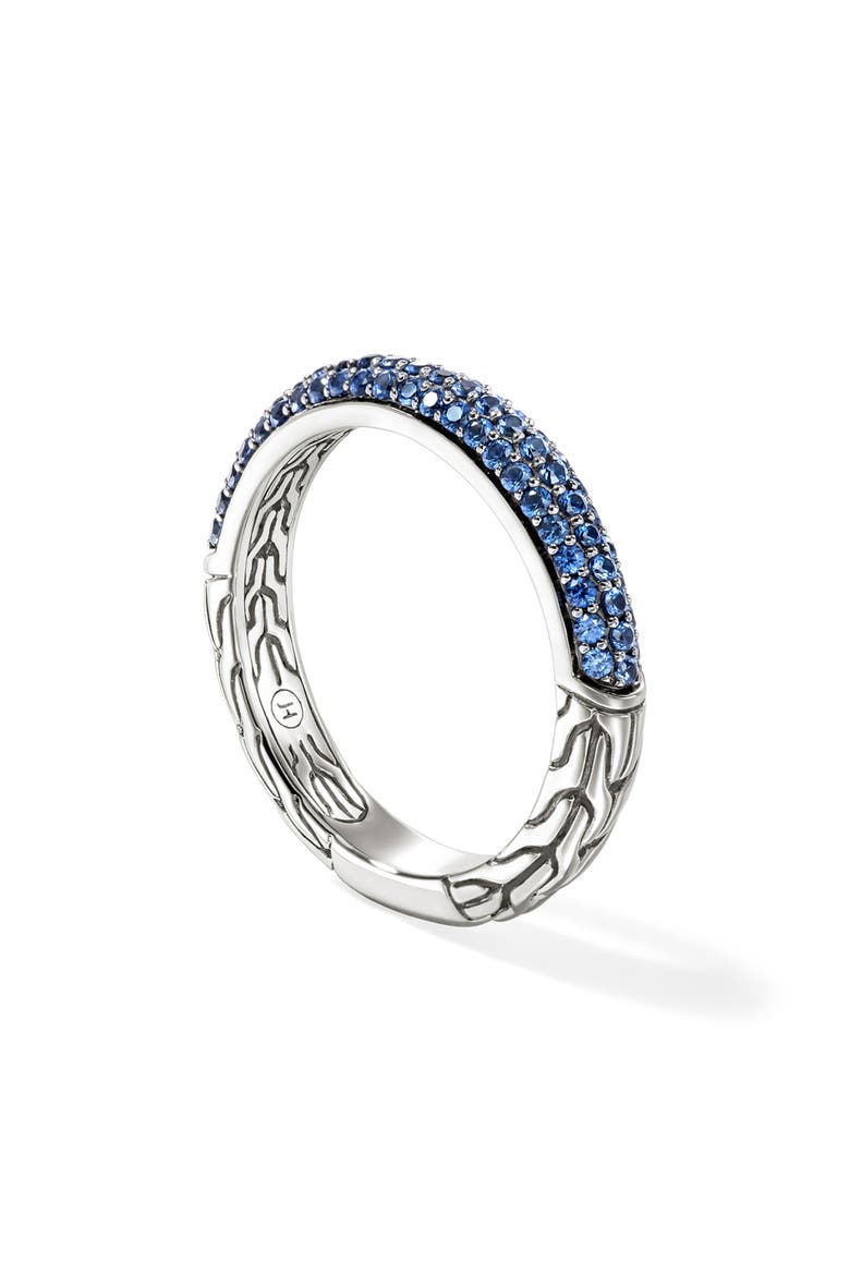 JH Essential Pavé Band Ring, Sterling Silver, Gemstones, 3.5MM, Alternate, color, SILVER/BLUE