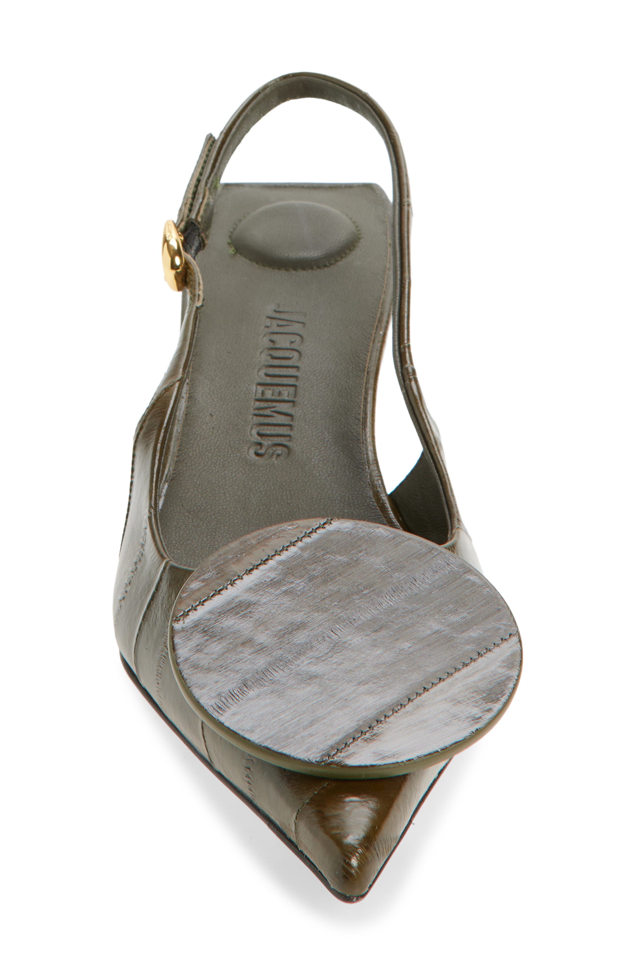 Jacquemus Les Duelo Mismatched Kitten Heel Slingback Pump, Alternate, color, Dark Khaki 580