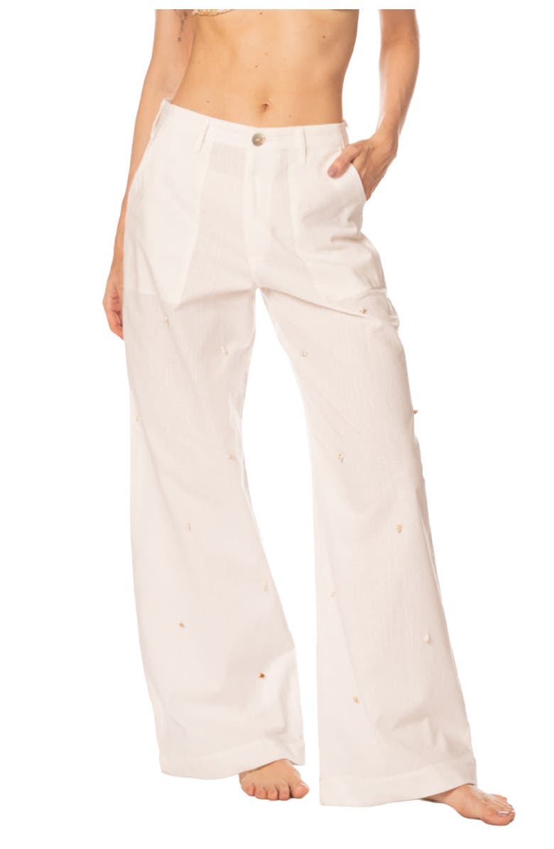 KIBYS Shell Tides Becca Wide Leg Pants, Main, color, Off White