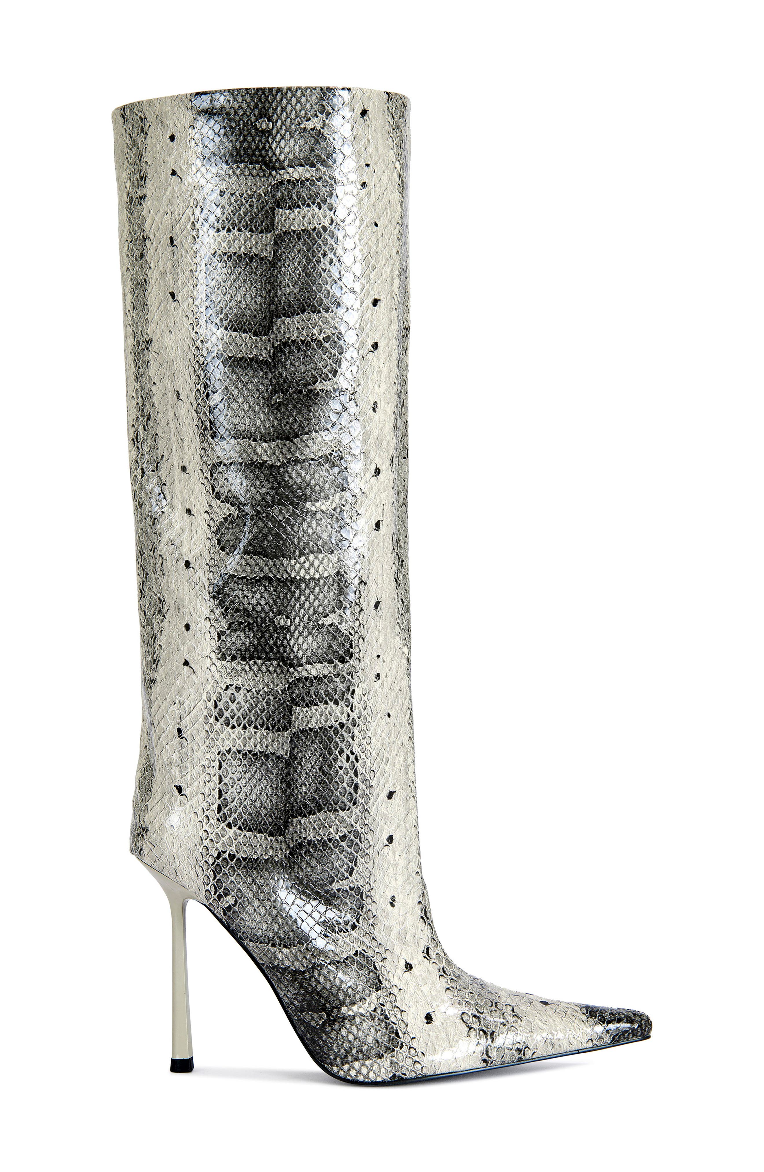 AZALEA WANG Madeye Snakeskin Embossed Knee High Boot, Alternate, color, Grey Multi