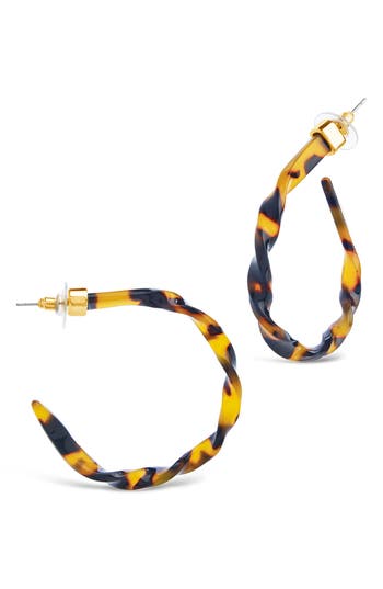 Sterling Forever Twist Resin Hoop Earrings In Gold