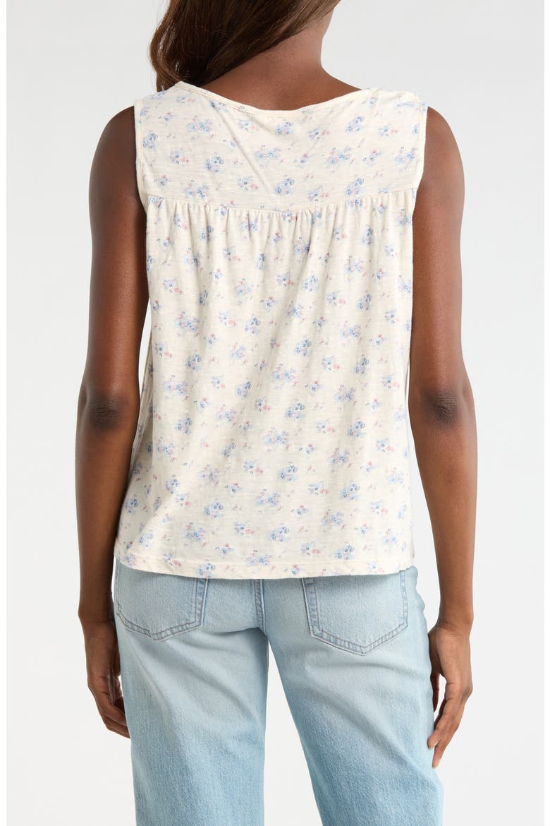 Lace Trim Sleeveless Cotton Blend Top, Alternate, color, CREAM FLORAL