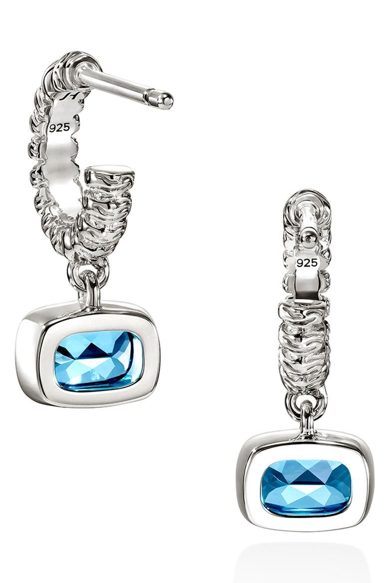 Heishi Swiss Blue Topaz Drop Earrings, Alternate, color, SILVER