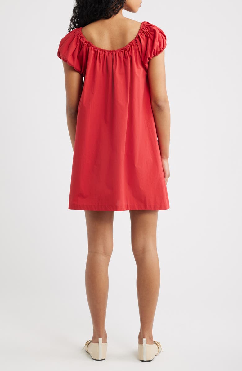 Faithfull the Brand Marblau Cap Sleeve Cotton Shift Minidress, Alternate, color, Chilli