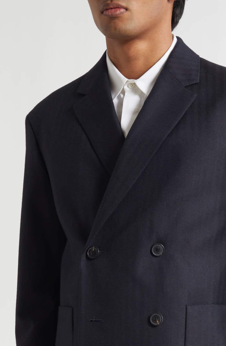 Dries Van Noten Barleys Double Breasted Wool Sport Coat, Alternate, color, Navy
