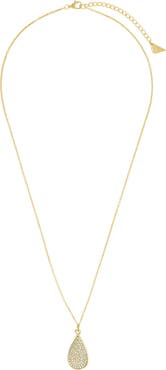Sterling Forever Pavé Cubic Zirconia Teardrop Pendant Necklace