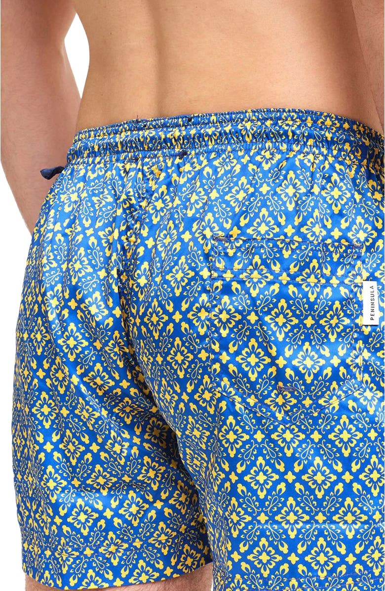 Peninsula Swimwear Camogli Swim Shorts, Main, color, Blue Multicolor