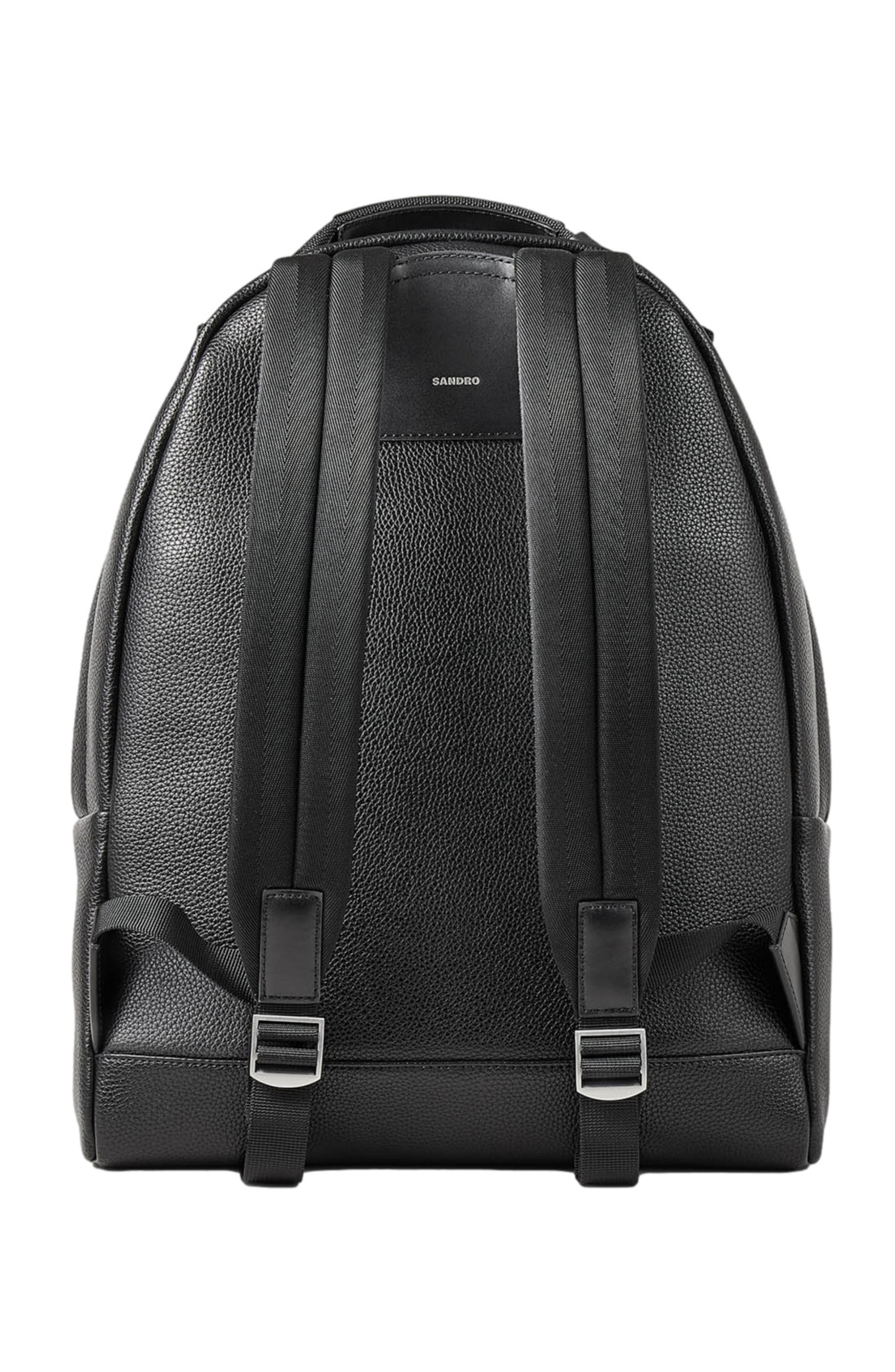 SANDRO Coated canvas backpack, Alternate, color, Black