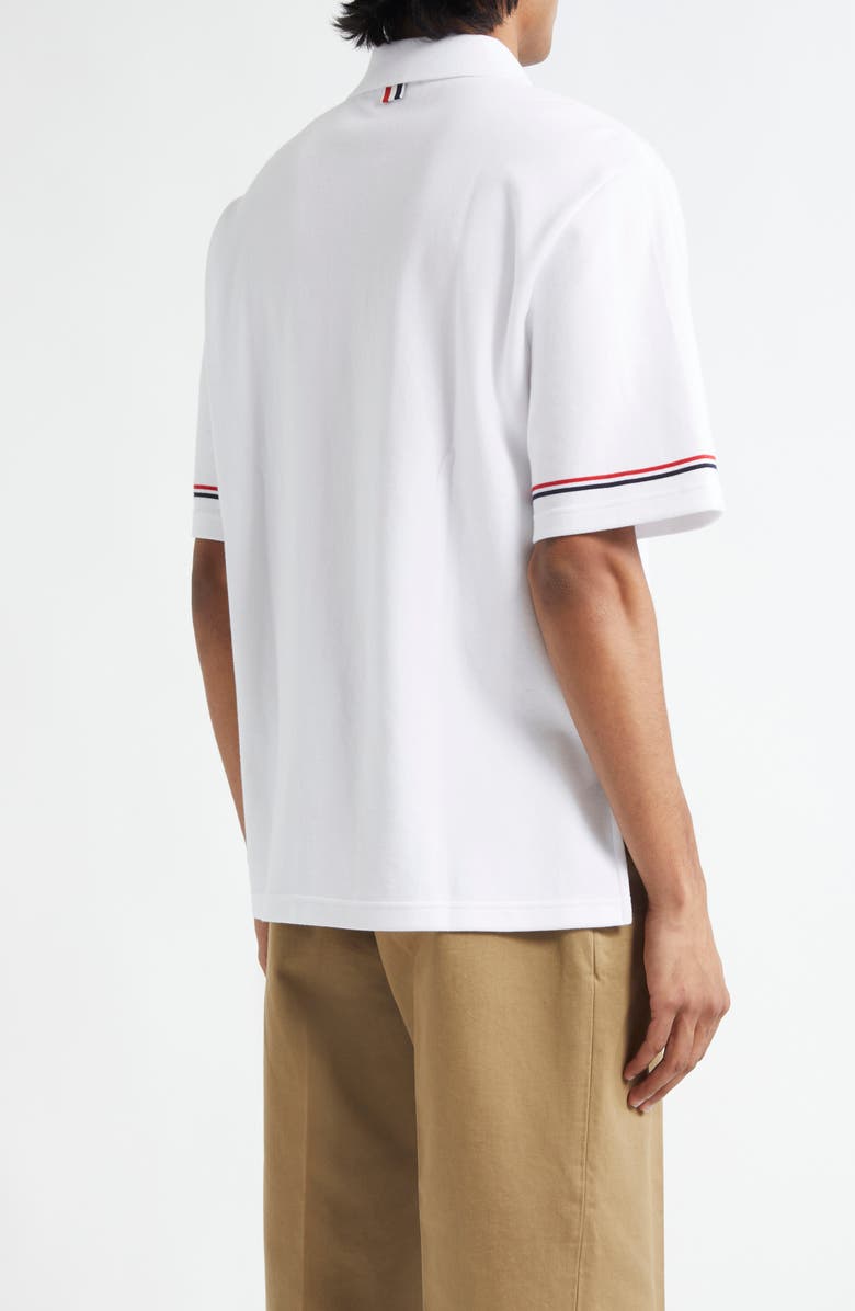 Thom Browne RWB Stripe Cotton Polo, Alternate, color, White
