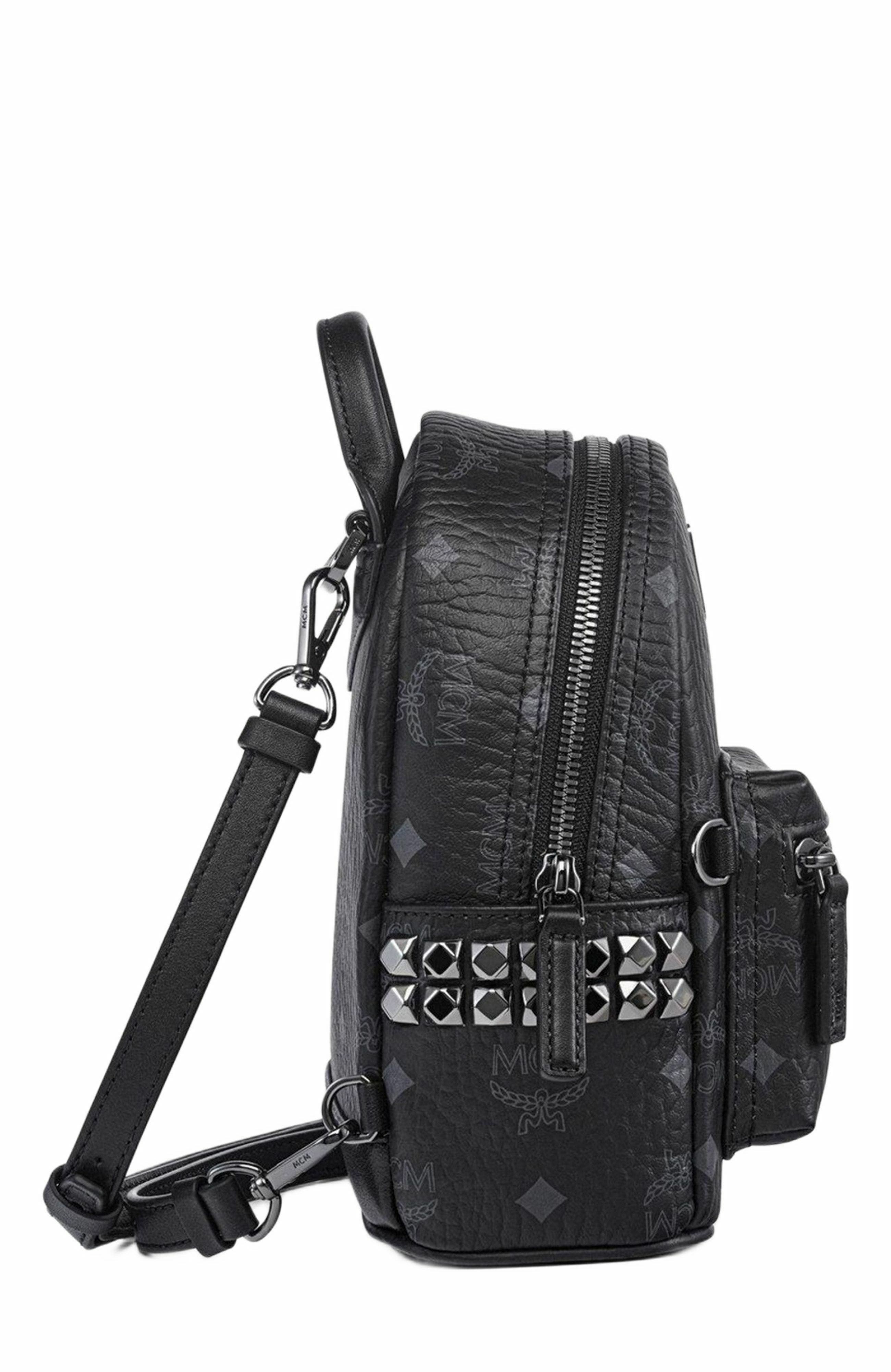 MCM Stark Bebe Boo Side Studs Backpack in Visetos, Alternate, color, 