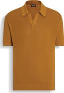 ZEGNA Premium Waffle Knit Cotton Polo Sweater