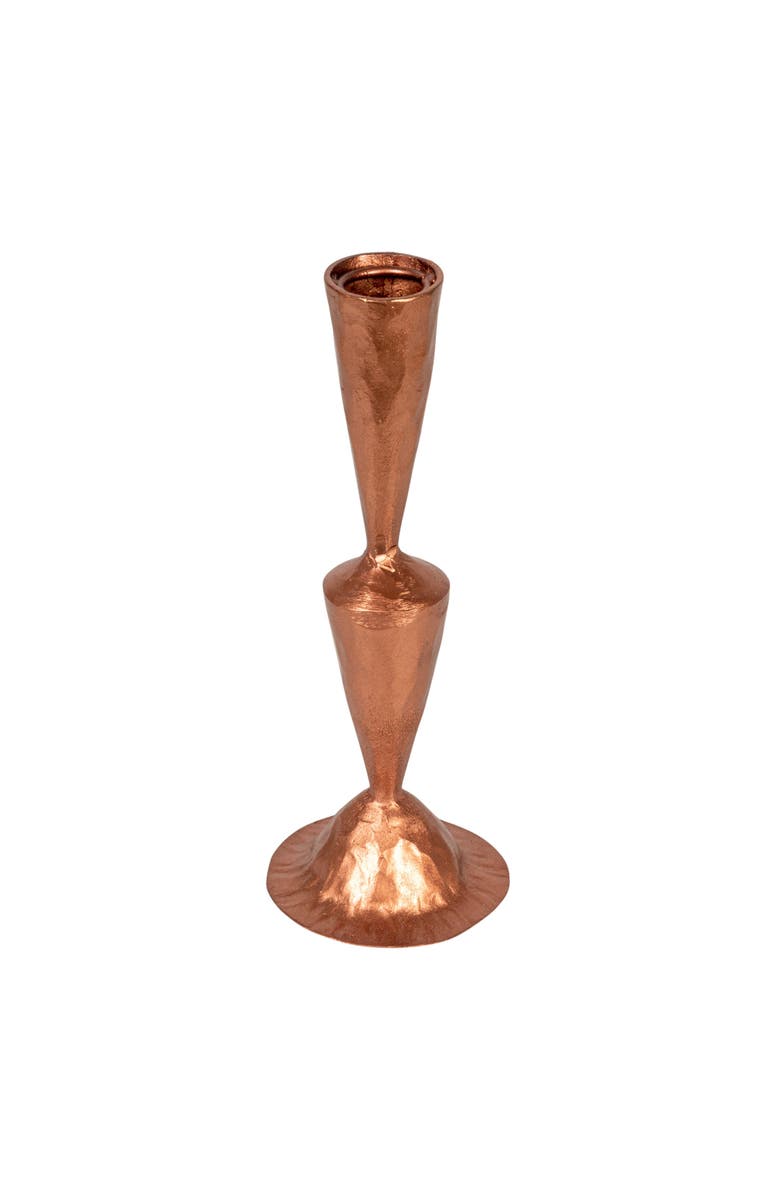 Storied Home Round Hand-Forged Cast Metal Taper Holder, Copper Finish, Main, color, Copper