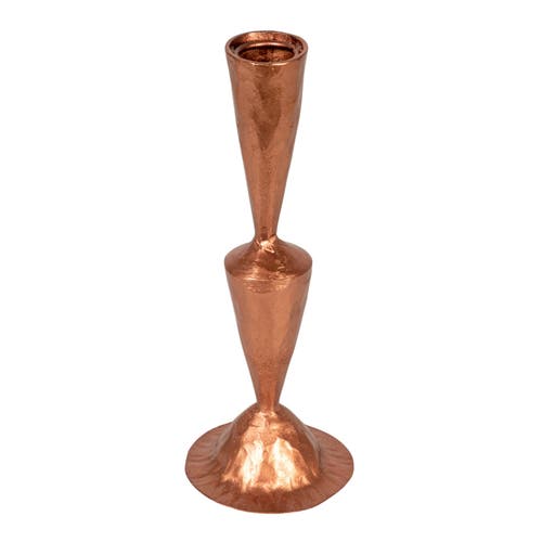 Storied Home Round Hand-forged Cast Metal Taper Holder, Copper Finish In Brown