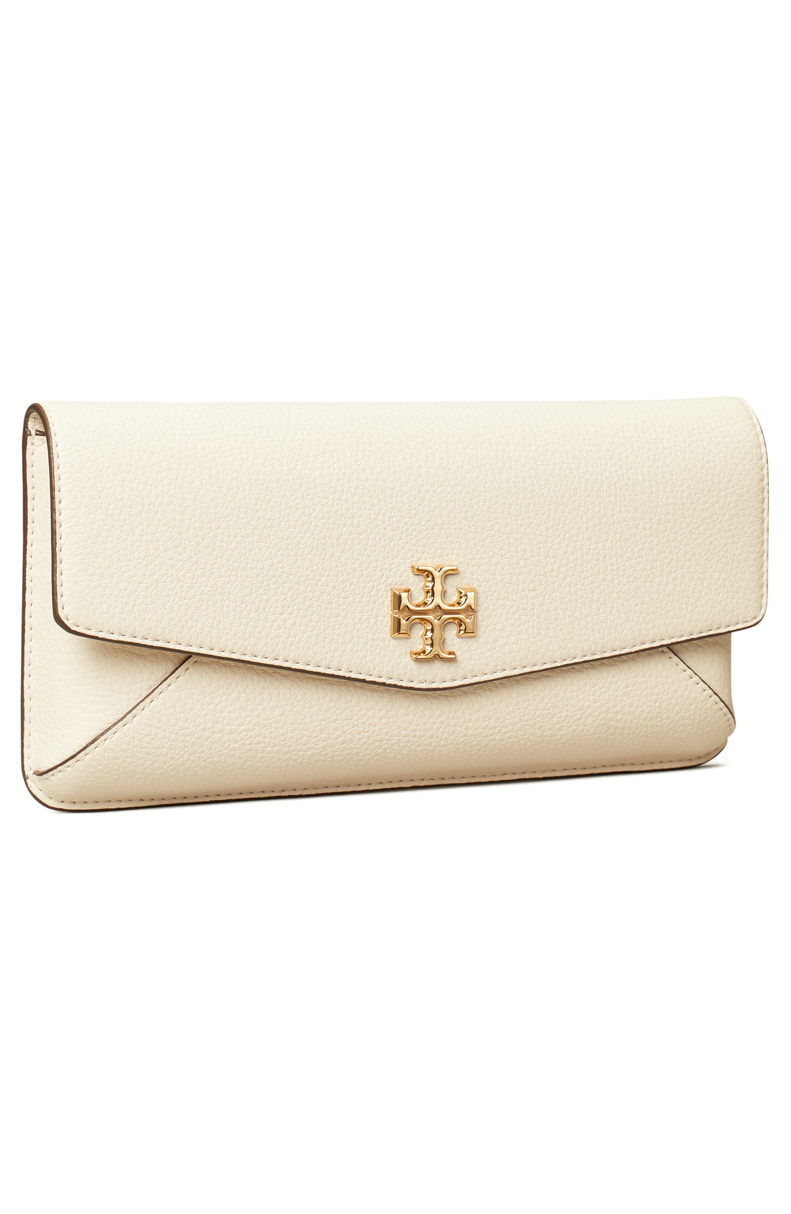 Kira Leather Clutch, Alternate, color, NEW IVORY