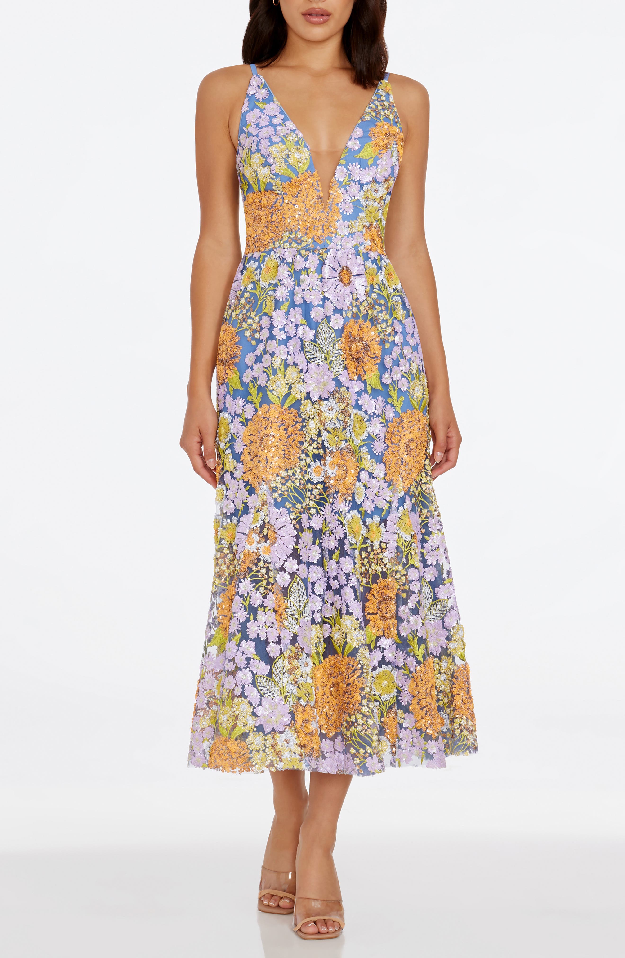 Dress the Population Sierra Floral Sequin Cocktail Dress