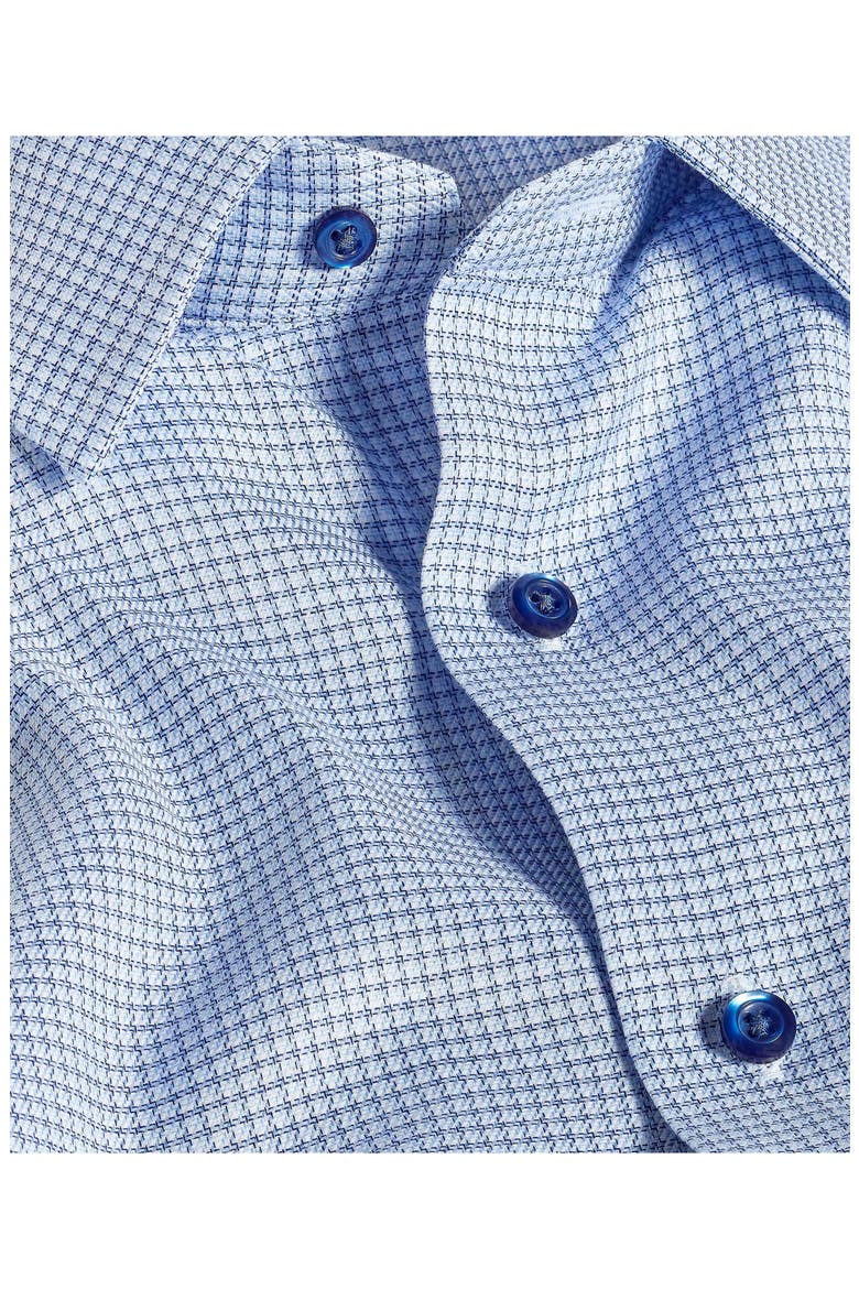 Slim Fit Microcheck Cotton Stretch Twill Dress Shirt, Alternate, color, SKY/ NAVY