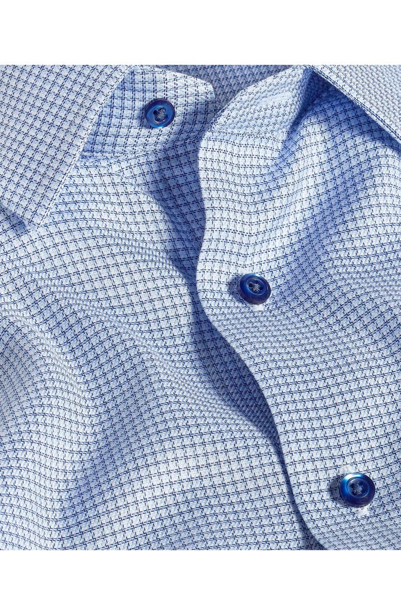 David Donahue Slim Fit Microcheck Cotton Stretch Twill Dress Shirt, Alternate, color, Sky/ Navy
