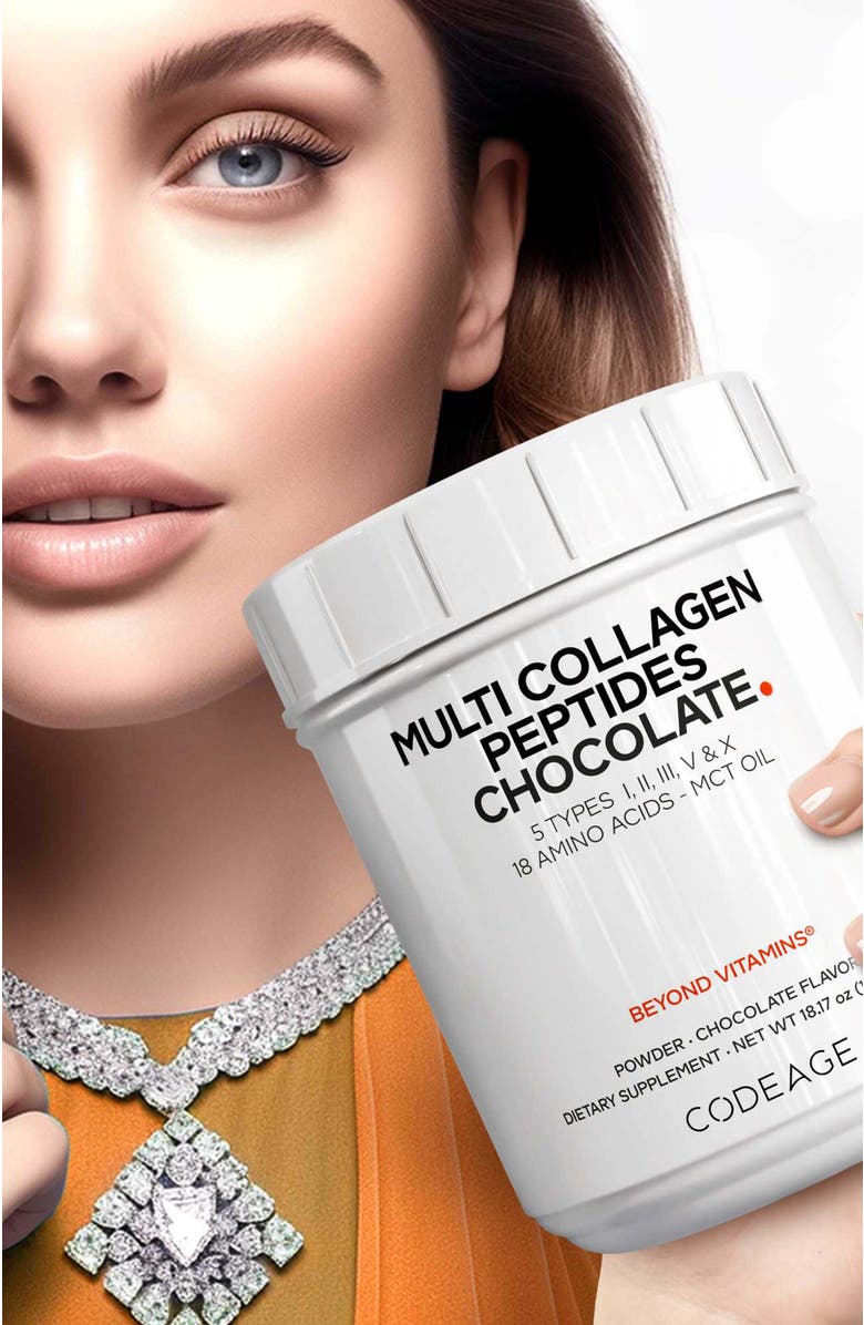 Codeage Multi Collagen Peptides Protein Chocolate Powder Supplement, Alternate, color, White