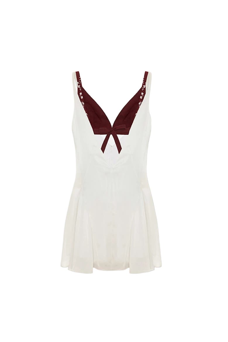 The Broderie Anglaise Edit Satin Dress With Embroidered Bra Panel, Alternate, color, white