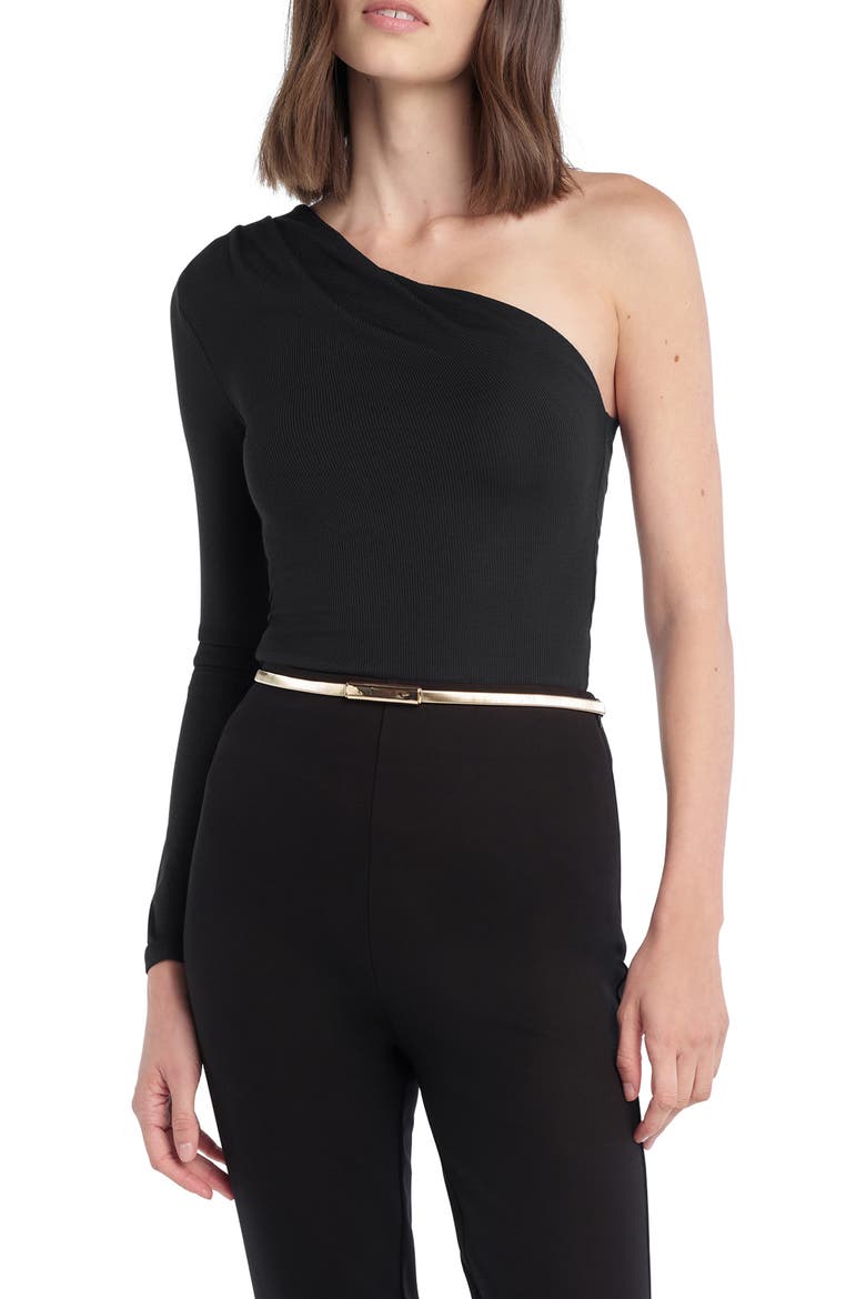 The Edgy One-Shoulder Top, Main, color, BLACK