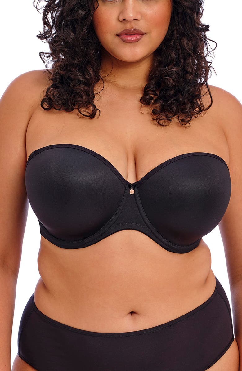 Elomi Smooth Full Figure Strapless Underwire Bra, Alternate, color, Black