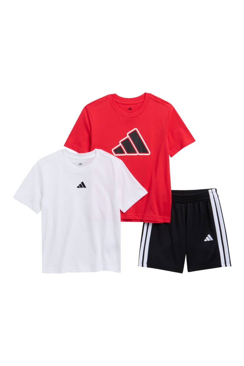 Kids' 3-Pack Assorted Graphic T-Shirts & Shorts Set, Main, color, PURE RUBY