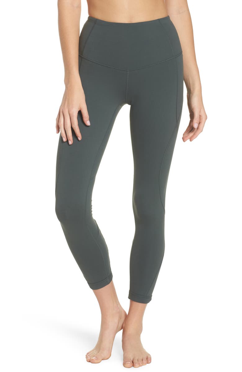 Zella High Waist Lattice Midi Leggings, Main, color,