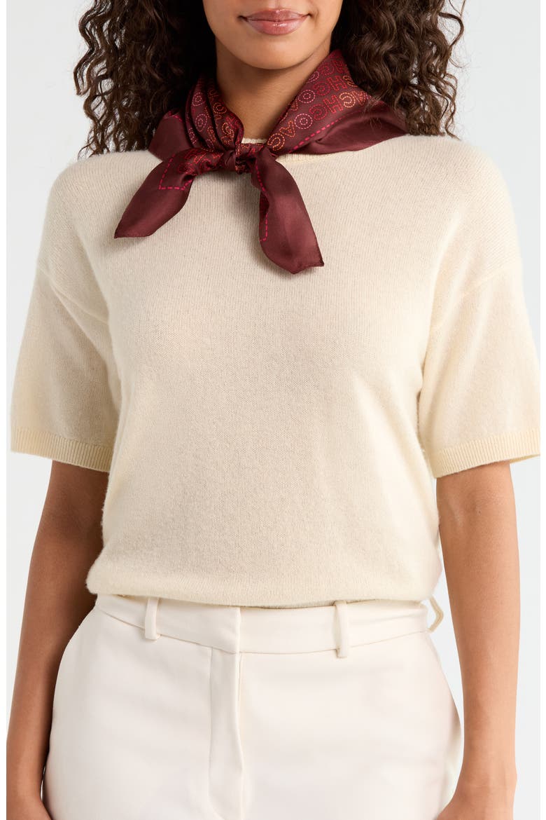 Logo Square Silk Scarf, Main, color, BURGUNDY