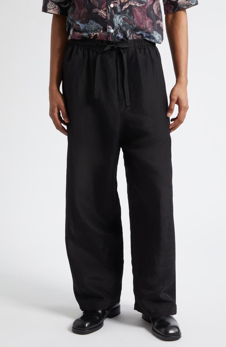 Lemaire Linen Blend Pajama Pants, Main, color, Black