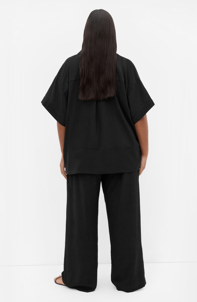 City Chic Kalea Tie Front Button-Up Shirt, Alternate, color, Black