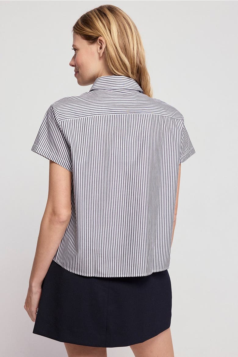 The Boxy Cropped Short Sleeve Shirt, Alternate, color, Black Stripe
