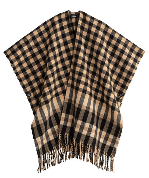 Bordered Check Ruana