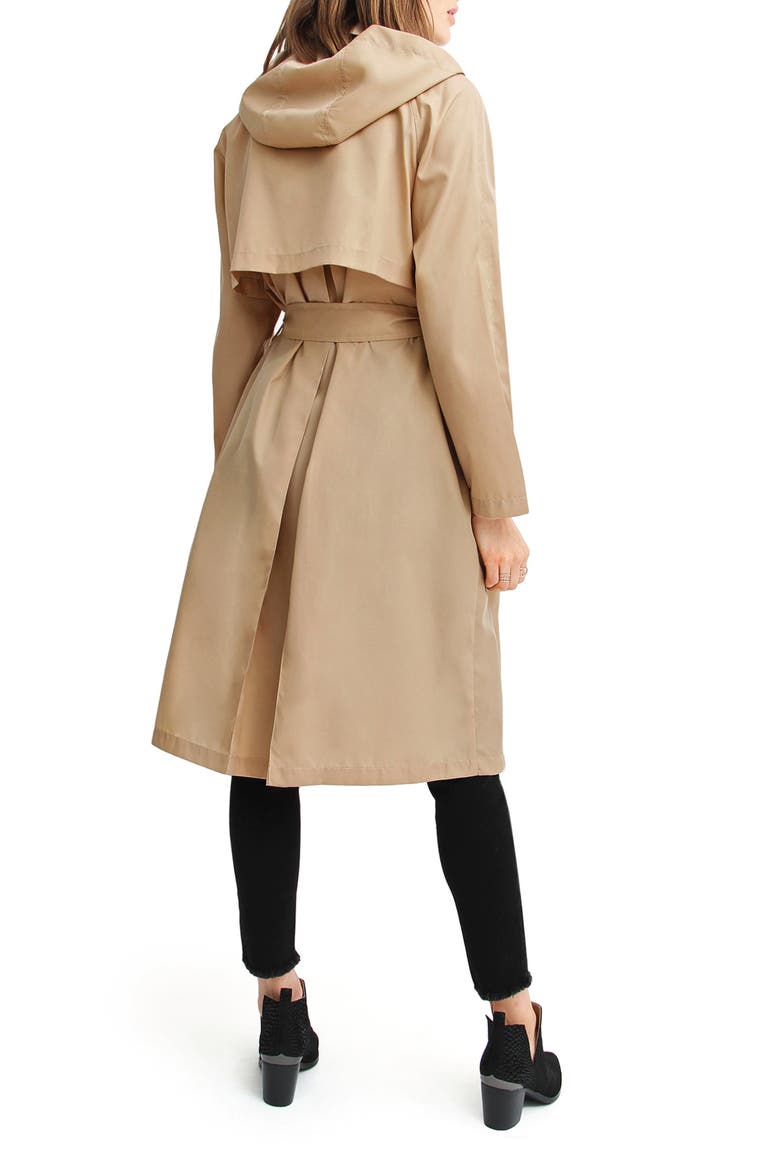 BELLE AND BLOOM Rain On Me Packable Trench Coat, Alternate, color, CAMEL