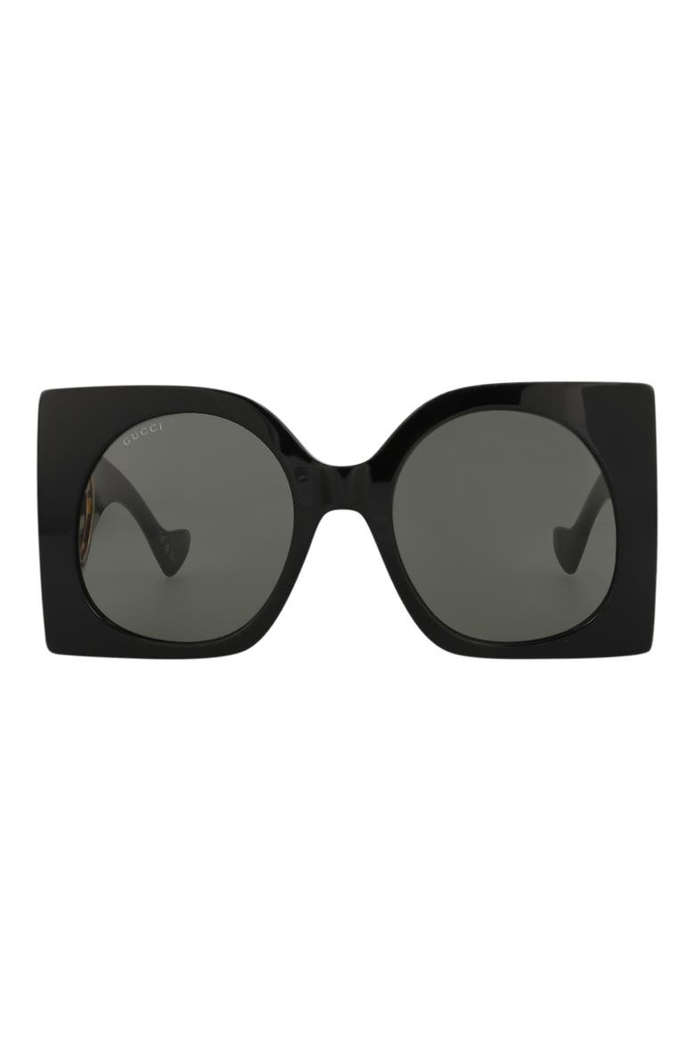 55mm Square Sunglasses, Main, color, BLACK BLACK GREY