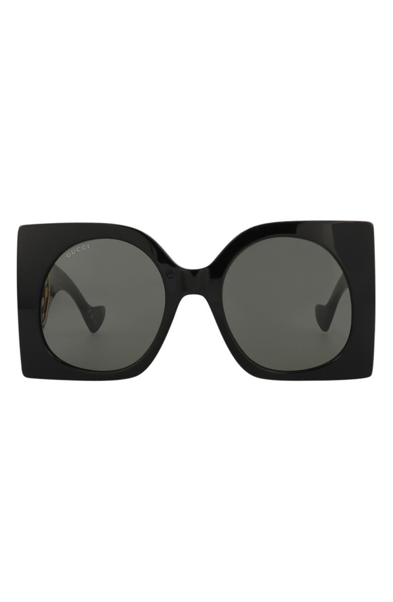 Gucci 55mm Square Sunglasses, Main, color, Black Black Grey